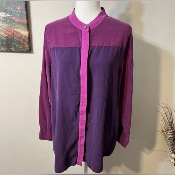 Soft Surroundings Tops - Soft Surroundings 100% Silk Colorful Elegance Button Down Top Size Large!